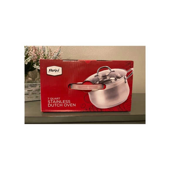 Parini 7 Quart 304 Stainless Steel Dutch Oven with Tempered Glass Lid-New in Box - Picture 6 of 7